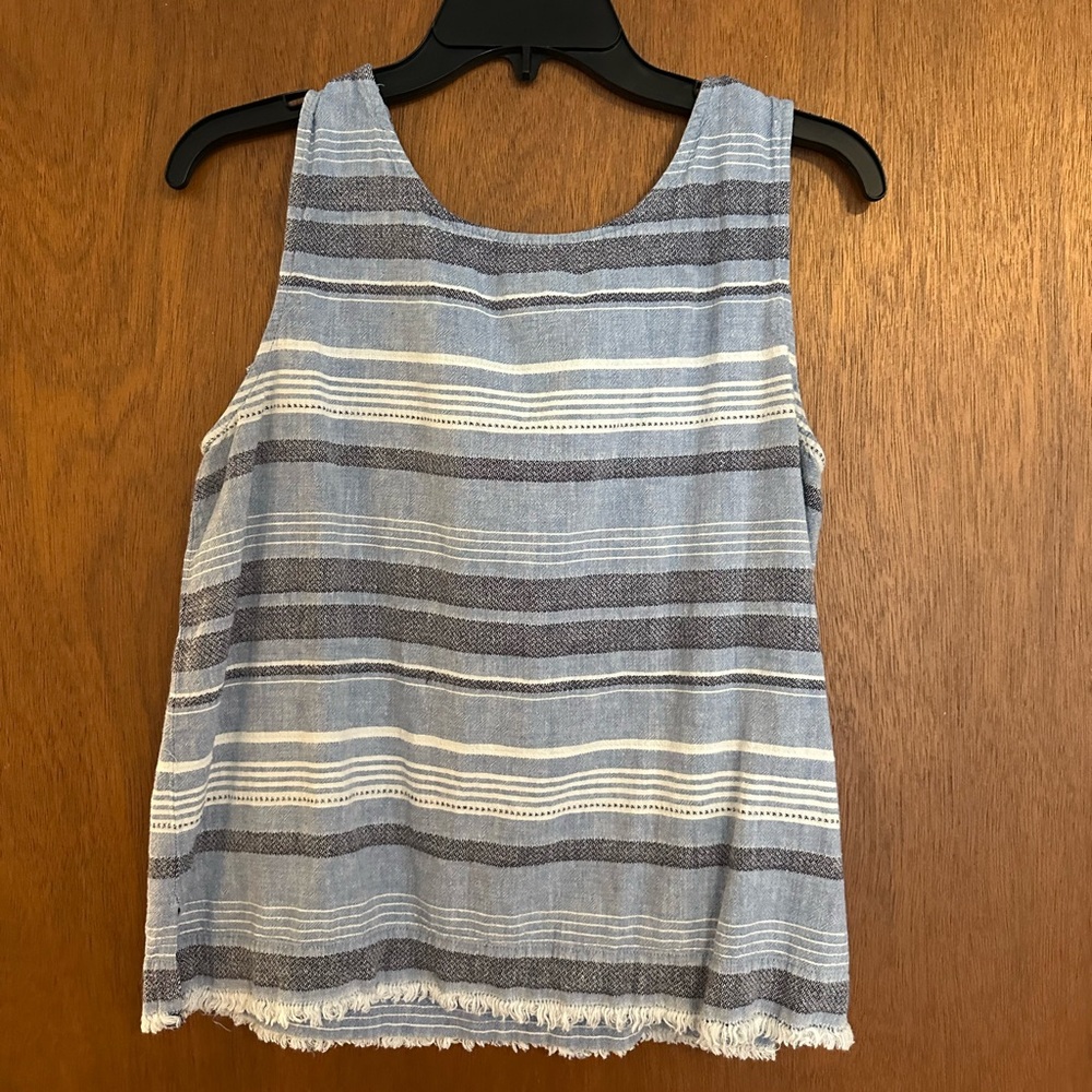 LOFT Blue and White Striped Tank Top